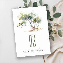 Minimale einfache Hochzeit mit Botanischem Baum Tischnummer