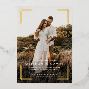 Minimale einfache moderne Art Zwei Foto-Hochzeit Folieneinladung