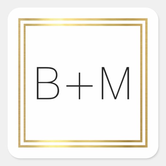 minimale einfache, saubere und klare Monogramm in  Quadratischer Aufkleber (Vorderseite)