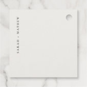 Minimale einfache Schwarz-Weiß-Typografie-Hochzeit Geschenkanhänger (Rückseite)