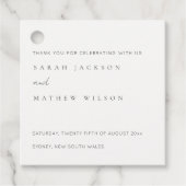 Minimale einfache Schwarz-Weiß-Typografie-Hochzeit Geschenkanhänger (Vorderseite)