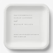 Minimale einfache Schwarz-Weiß-Typografie-Hochzeit Pappteller (Vorderseite)