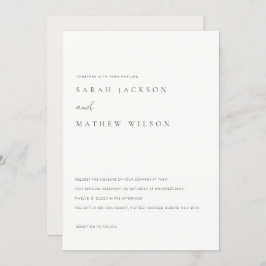 Minimale einfache Schwarz-weiße Typografie Vow Ern Einladung