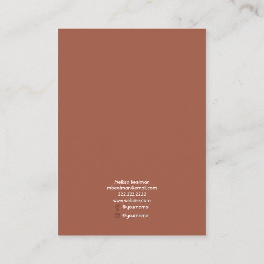 Minimale einfache Terra Cotta Moderne Earring Disp Visitenkarte (Rückseite)