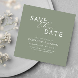 Minimale einfache typografische Hochzeit in Sage-G Save The Date
