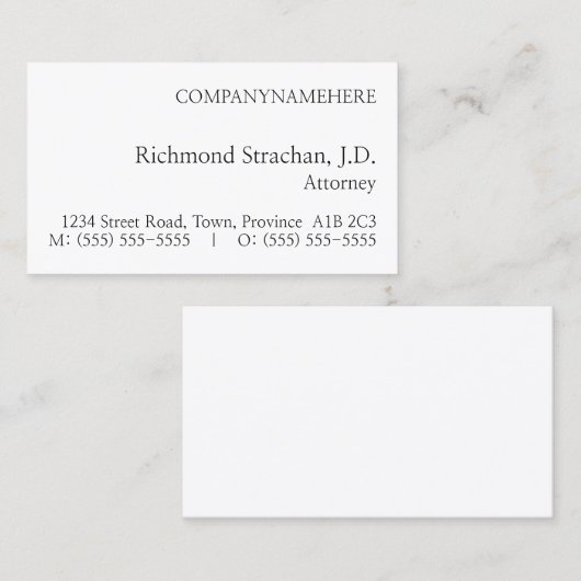 Minimale, einfache Visitenkarte (Vorne/Hinten)