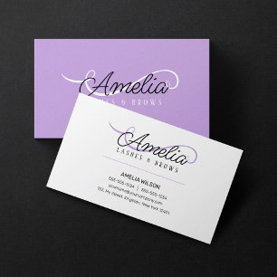 Minimale einfache weiße violette Wimpern Augenbrau Visitenkarte
