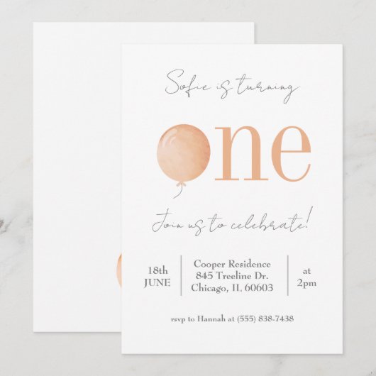 Minimale Einladung zum Geburtstag (Vorne/Hinten)