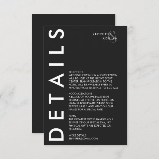 Minimale Einladung zur Hochzeit (Vorne/Hinten)