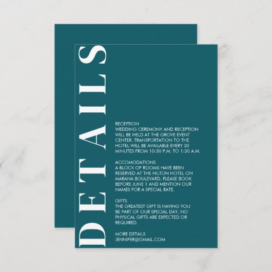 Minimale Einladung zur Hochzeit (Vorne/Hinten)