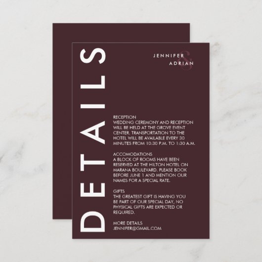 Minimale Einladung zur Hochzeit (Vorne/Hinten)