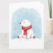 Minimale Eisbär-Winter-Wasserfarben-Weihnachtskuns Karte (Vorderseite)