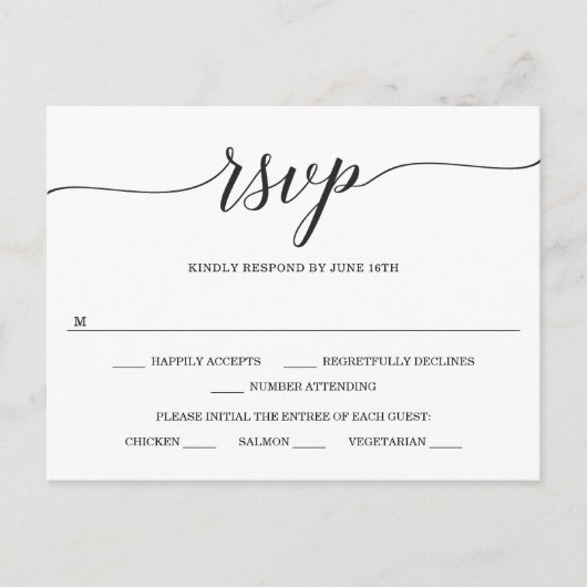 Minimale Elegance Wedding RSVP Postcard Postkarte (Vorderseite)