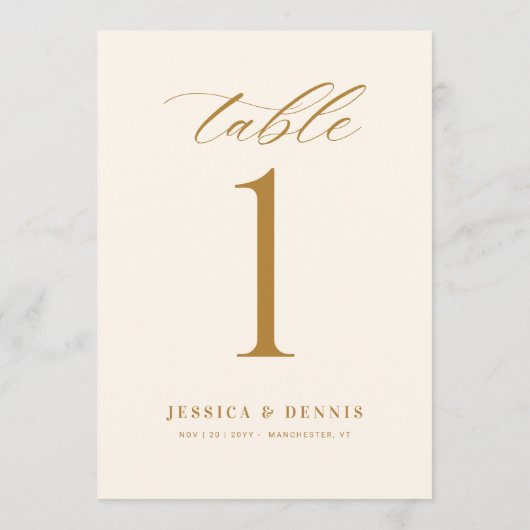 Minimale Elegant Calligraphy Script-Tischnummer (Rückseite)