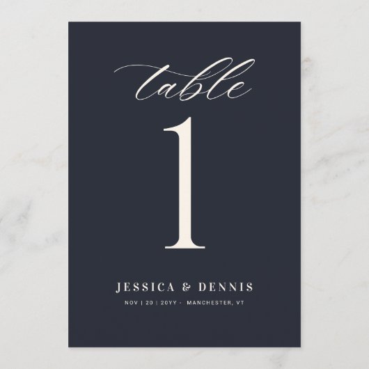 Minimale Elegant Calligraphy Script-Tischnummer (Rückseite)