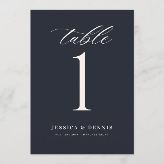 Minimale Elegant Calligraphy Script-Tischnummer (Vorderseite)