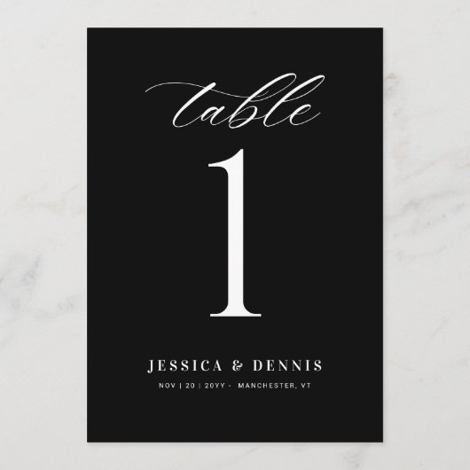 Minimale Elegant Calligraphy Script-Tischnummer (Rückseite)