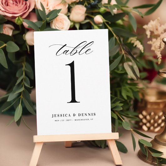 Minimale Elegant Calligraphy Script-Tischnummer