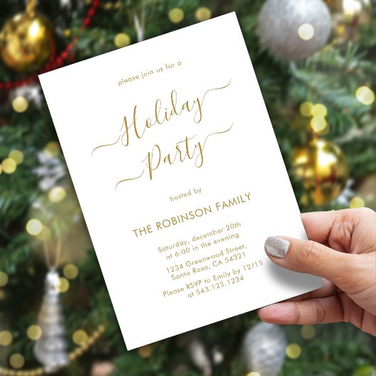 Minimale Elegant Gold Calligraphy Feiertag Einladung