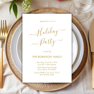 Minimale Elegant Gold Calligraphy Feiertag Einladung