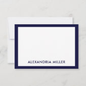 Minimale Elegant Monogram Name White Navy Notizkar Karte (Rückseite)