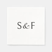 Minimale Elegant Monogram Script Hochzeit Serviette (Vorderseite)
