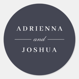Minimale Elegant Monogram Wedding Runder Aufkleber