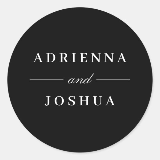 Minimale Elegant Monogram Wedding Schwarz-weiß Runder Aufkleber (Vorderseite)