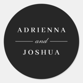 Minimale Elegant Monogram Wedding Schwarz-weiß Runder Aufkleber