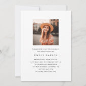 Minimale Elegant Script 2 Foto Graduation Party Einladung (Rückseite)