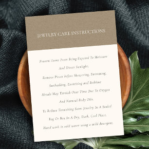 Minimale Elegant Soft Kraft Off White Juwelenpfleg Visitenkarte