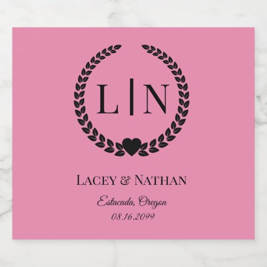 Minimale Elegant Typografy Monogram Initials Schaumweinetikett (Einzelnes Label)