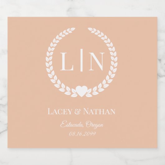 Minimale Elegant Typografy Monogram Initials Schaumweinetikett (Einzelnes Label)