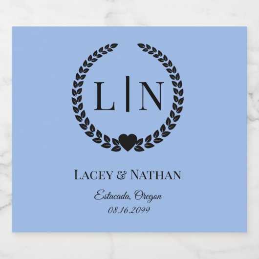 Minimale Elegant Typografy Monogram Initials Schaumweinetikett (Einzelnes Label)