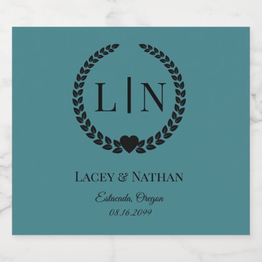 Minimale Elegant Typografy Monogram Initials Schaumweinetikett (Einzelnes Label)