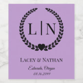 Minimale Elegant Typografy Monogram Initials Weinetikett (Einzelnes Label)