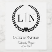 Minimale Elegant Typografy Monogram Initials Weinetikett (Einzelnes Label)