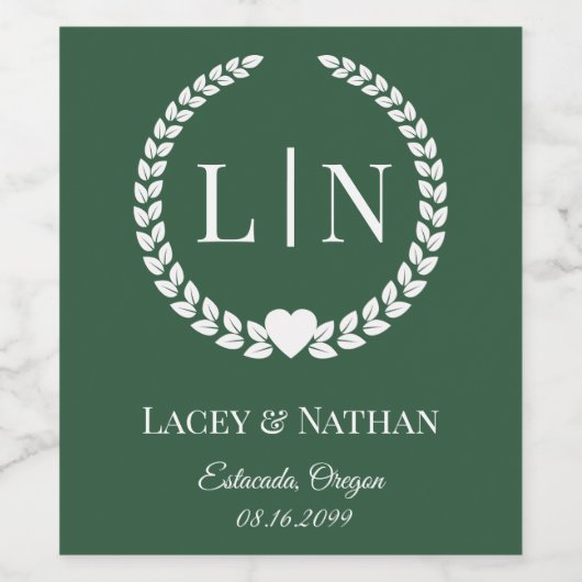 Minimale Elegant Typografy Monogram Initials Weinetikett (Einzelnes Label)