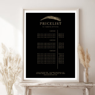 Minimale elegante Augenbrauen-Salon-Preisliste Poster