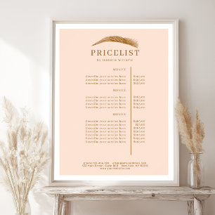 Minimale elegante Augenbrauen-Salon-Preisliste Poster
