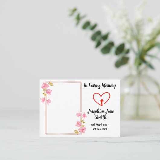 Minimale Elegante Beileid Blumenzwiebelkarte Gebet Visitenkarte (Stehend Vorderseite)