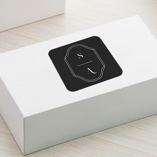 Minimale Elegante benutzerdefinierte Monogramm-Wap Quadratischer Aufkleber