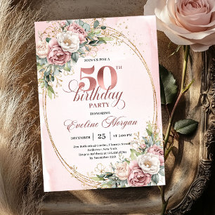 Minimale elegante Blush 50. Geburtstagseinladung Einladung