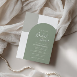 Minimale elegante Boho-Bogen-Brautparty in Salbeig Einladung