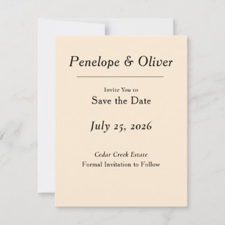 Minimale elegante Elfenbein-Save-the-Date-Karte Save The Date