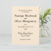 Minimale elegante elfenbeinfarbene Hochzeitseinlad Einladung (Stehend Vorderseite)