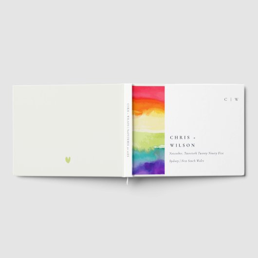Minimale Elegante farbenfrohe Rainbow-Hochzeit Gästebuch (Voll)