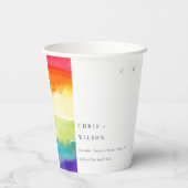 Minimale Elegante farbenfrohe Rainbow-Hochzeit Pappbecher (Rückseite)