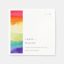 Minimale Elegante farbenfrohe Rainbow-Hochzeit Serviette