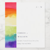 Minimale Elegante farbenfrohe Rainbow-Hochzeit Weinetikett (Einzelnes Label)